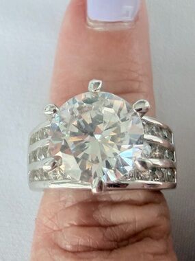 Premier Designs - Silver Tone Marquise-Cut CZ Ring with Band Set - Clear